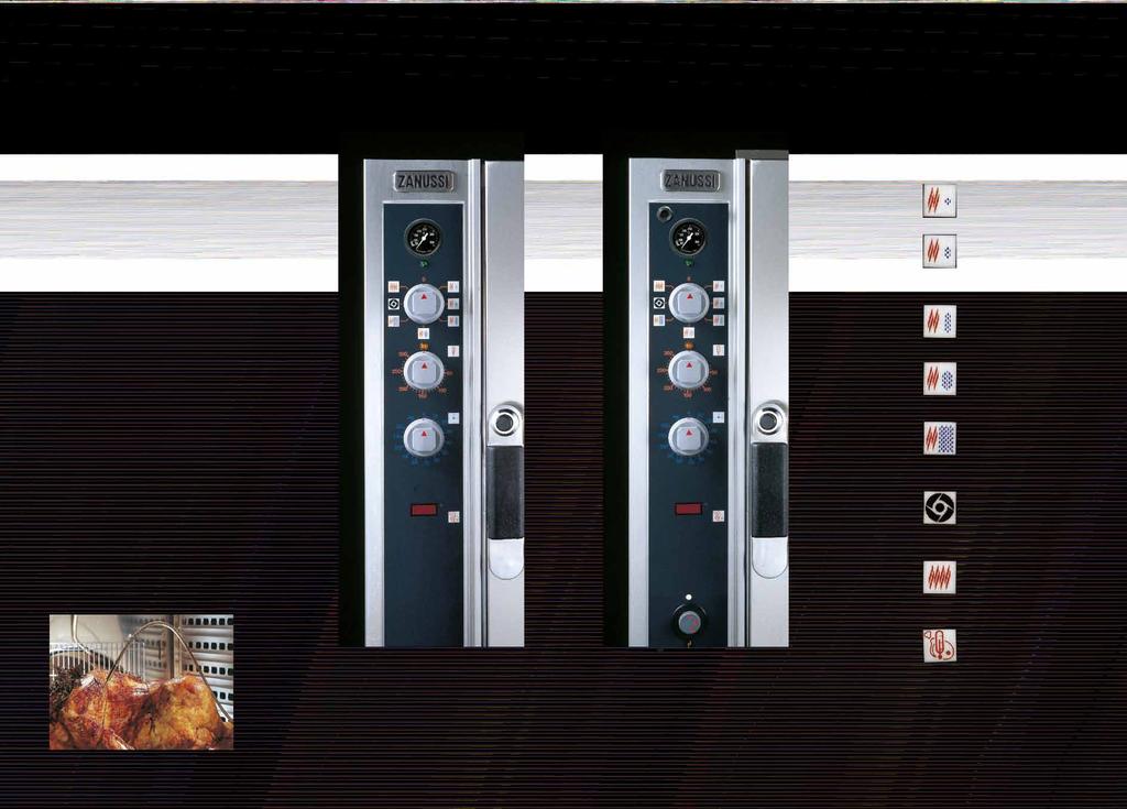 The control panels on electric and gas models incorporate the following features: - Main switch / cooking mode selector which can be used to set: - convection cooking without humidification -