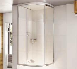 Shower Enclosures and Trays Astro quadrant single door 6mm toughened safety glass Reversible curved door Quick release bearings 550mm radius Chrome frame 1900mm high Astro
