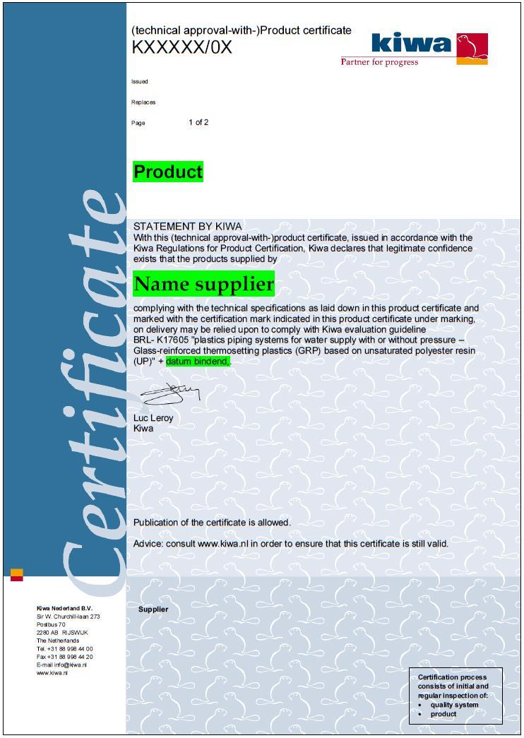 I Model Certificate (informative)