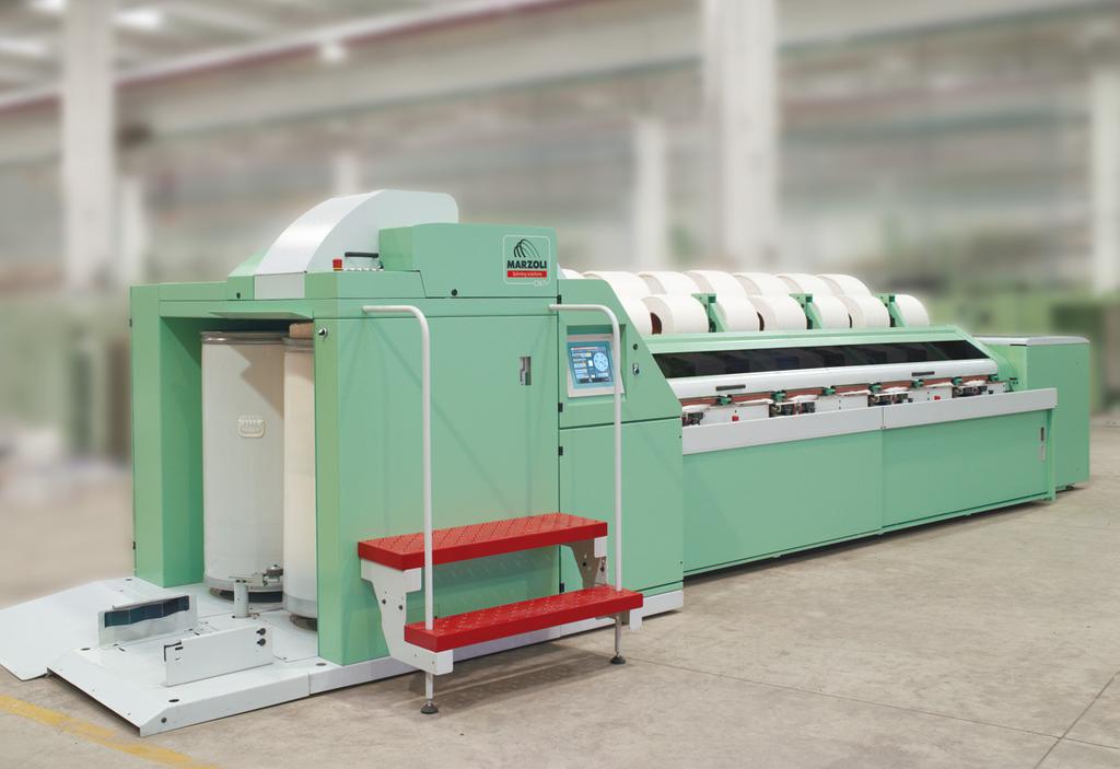 MARZOLI Galileo / The New CM7 Comber TOP SLIVER QUALITY OUTSTANDING ENERGY EFFICIENCY LOWER PERCENTAGE OF NOIL MECHANICAL SPEED UP TO 600 nips/min PRODUCTION UP TO 85 Kg/h HIGH FLEXIBILITY