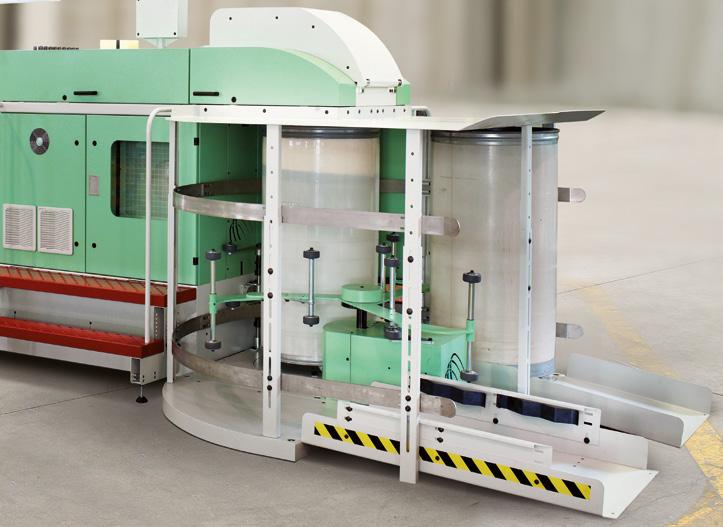 MARZOLI Automatic doffing can changer The Draw Frames DF1 and DFR1 are equipped with a reliable and fast automatic can change system driven by motor; the delivery area is pre-arranged for the