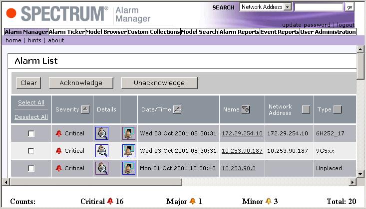 Accessing Alarm Manager On the Applications menu, select Alarm Manager. The Alarm List shown in Figure 6 appears.