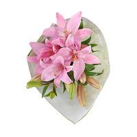 Bouquet With Vase and Card Simple yet stunning, these pink Asiatic Lilies make the perfect