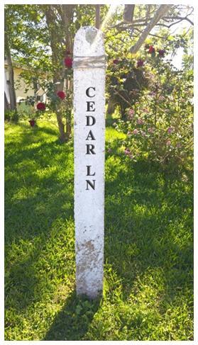 Historic Roadway Markers Old style white post with