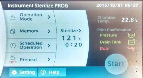 Dry Setting Sterilize Chamber temp.