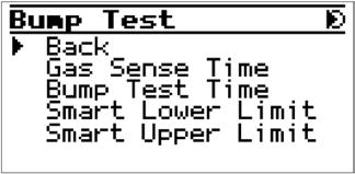 Operation Bump Test This function enables the user to configure the Bump test parameters.