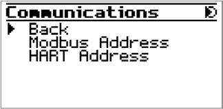 Operation Communications Press the key until the is adjacent to the required interface address and press the key.