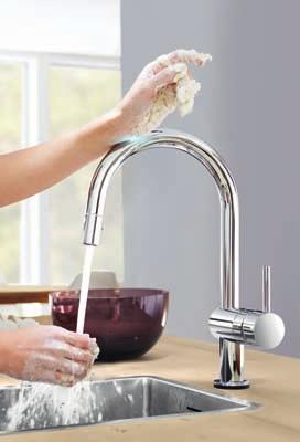 Zedra Touch Turn the water flow on and off with just a touch to the spout with your wrist or forearm. No more mucky finger prints to clean and no fear of cross contamination.