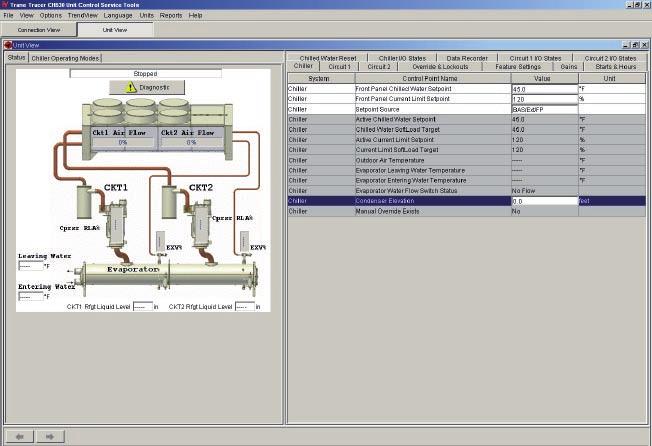 Split system installation RTUD Condenser Elevation Setting Condenser elevation setting is a require input during startup of an RTUD chiller, and is accessible in TechView, on the Unit View Screen.