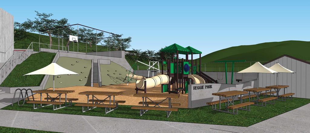 REGGIE PARK PLAYGROUND IMPROVEMENTS - NEW PICNIC AREA WITH ADDITIONAL PICNIC TABLES AND SUN SHADING - ADDITIONAL PLAYGROUND EQUIPMENT FOR A WIDER AGE RANGE -