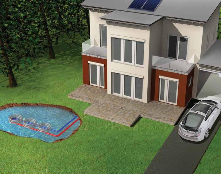 7 Residential Geothermal Technology Pond/Lake Loop System This type of design is economical when a project is located near a body of water.