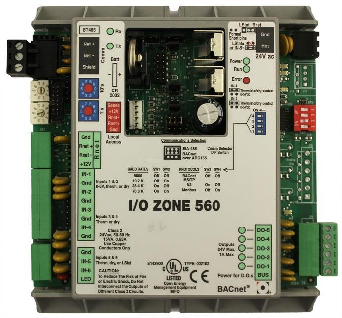 Mammoth DDC controls I/O Zone 560 controller Space temperature controller 5 digital Outputs 6 universal inputs Resnet (RS Pro output) 100% stand alone control DDC communication: BACnet,