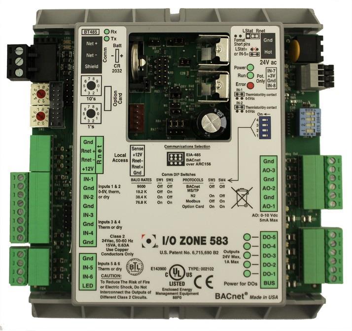 Mammoth DDC controls I/O Zone 583 controller Space temperature controller 5 digital outputs 8 universal input, 3 analog outputs 100% stand alone control DDC communication BACnet,