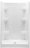 Showers and Tubs Center Drain Shower Kits Durable High Gloss Finish Smooth Wall, 4 Piece Molded Sectionals Pre-Leveled Base Caulkless Installation Leakproof Right Angle Joint Flanges Easy Wedge &