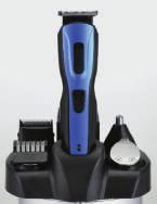 Battery and mains operation Includes charging station, brush, oil, combs and power supply HAIR CLIPPER Titanium and ceramic blade head LED display Charge and cutting length indicator 6