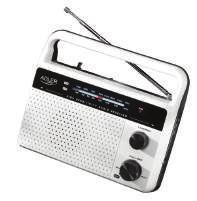 White RADIO AM / FM radio, battery and mains, without external antennas, color tuning, AUX output, headphone out, loudspeaker on the side of the casing 1 PCS/CTNS EAN