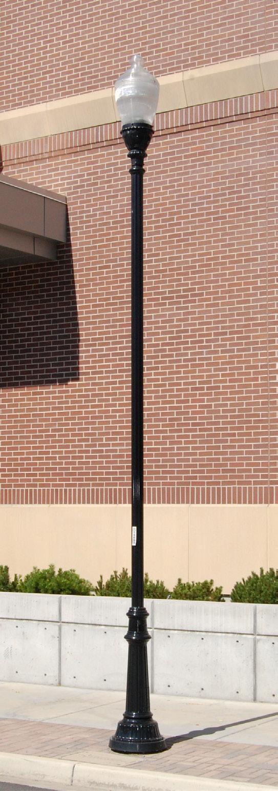 Features: Poles on Center Street and University Avenue shall include a Double Luminaire Arm Bracket PTH2520-P3-A Hadco: RL52 (Luminaire) Color/Finish: Black enamel,
