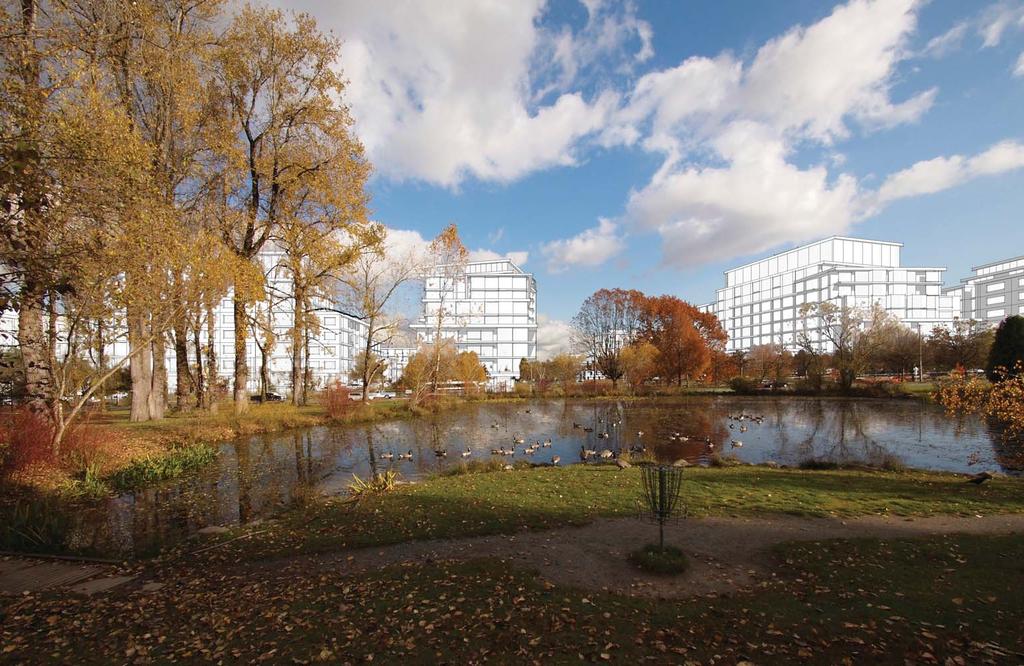 Figure 5-62: View from pond within Queen Elizabeth Park Preliminary Massing