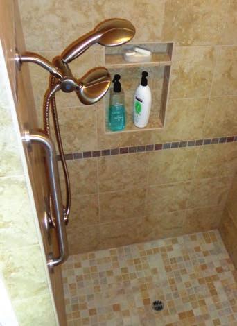 LEVER-STYLE HANDLE CARPETED STEPS TASK LIGHTING ADJUSTABLE SHOWERHEAD How to use the AARP HomeFit Guide As both