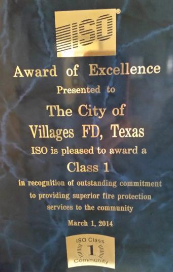 The award was presented by representatives of the Texas Fire