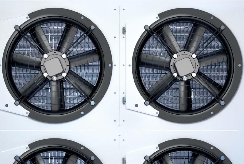 Fans Fan diameters available: mm Permissible motor operating temperatures: 50 C bis +0 C (50 Hz) -50 C bis +0 C (0 Hz) With built-in protector to be connected on site 00 ±10% V-~, 50/0 Hz