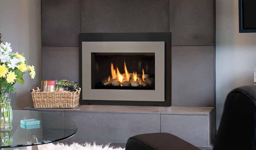 Legend Creekside Firebed shown with Black Square Trim (756STB), Contemporary Front in Brushed Nickel (765CSN) and Decorative