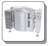 Steam Kettles - Stationary with Legs 2/3 Jacketed with Hinged Cover, Electronic Ignition and 2 Tangent Draw-Off.