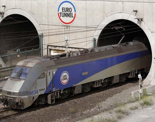 Netherlands North Sea Protection Works A high-speed train carrying vehicles exits the Channel Tunnel.