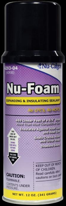 Nu-Foam Expanding polyurethane prepolymer foam Designed to seal, fill, and