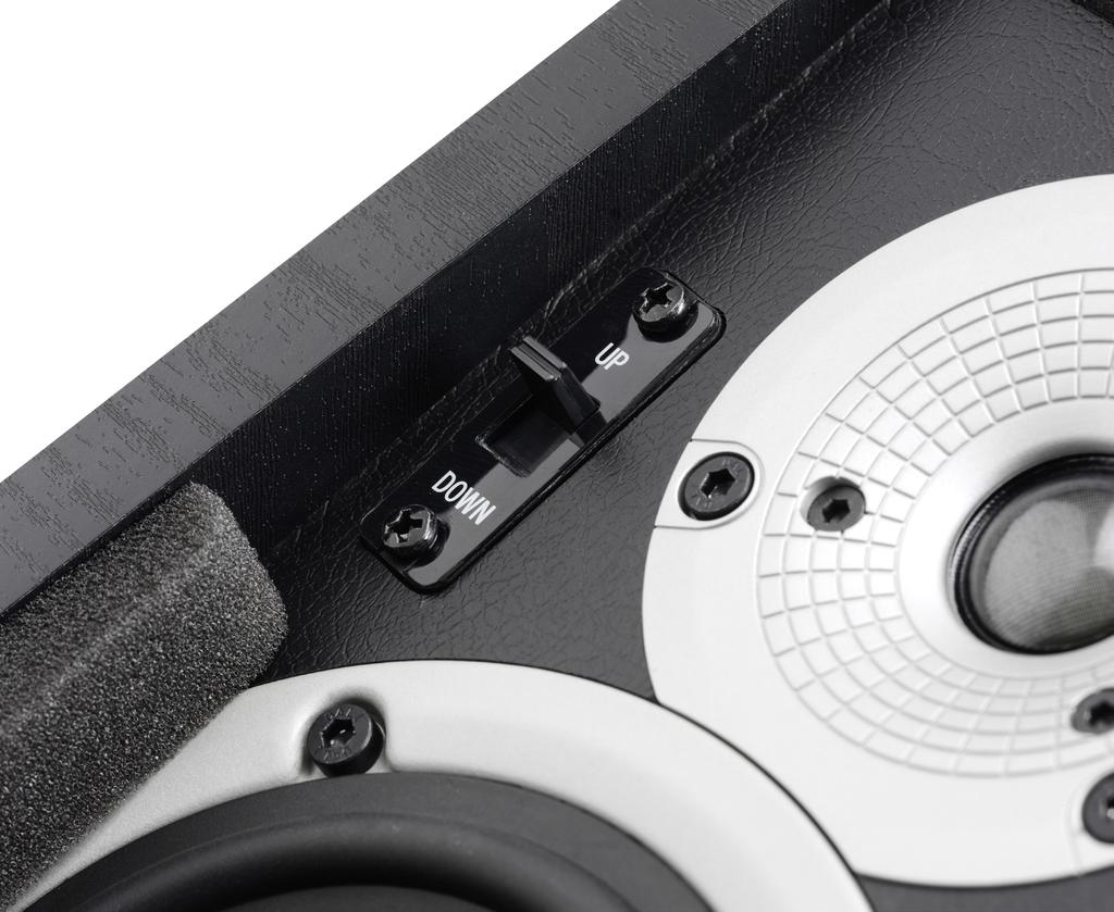 DUAL SOUND MODES The position switch placed on the front baffle of the ALTECO C-1 enables the user to change the angle of the audio information generated by the speaker.