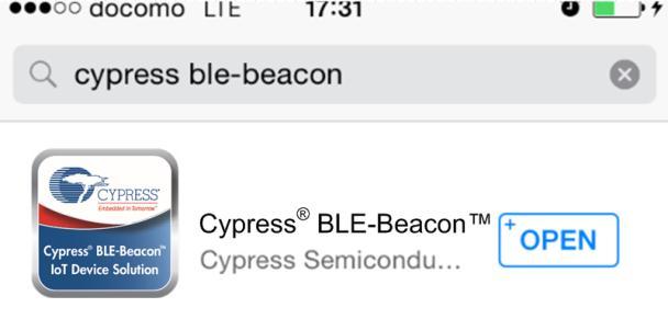 2.2.1.2 Installing the ios App 1. Open App Store and search for Cypress BLE-Beacon. Getting Started 2.
