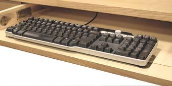 Center drawer folds down. Keyboard Tray.