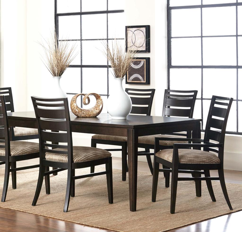926-782 Dining Table w/2 self-storing leaves, 926-820 Slat Back Dining Arm Chair, 926-821 Slat Back Dining Side Chair (Color Scheme Shown: Warm Wheat) Modern Mayfair Dining Room Rooms Available: