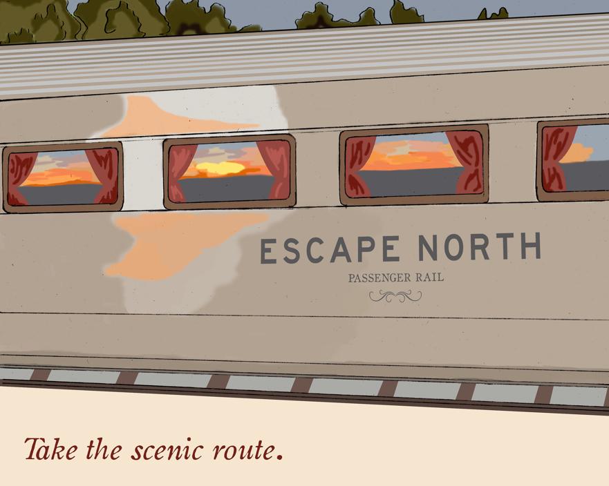 Outside view of Escape North Passenger Rail Close up view of