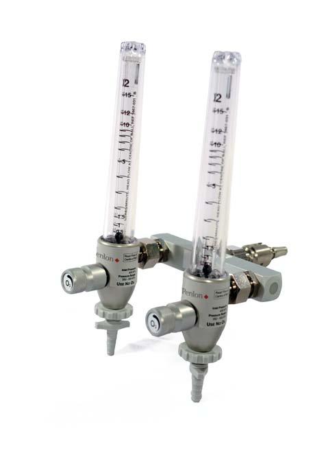 Penlon Single Flowmeters Single Flowmeters available in oxygen or air configurations uu0 15 L/min standard flow rate uulow flow, 0 3 and 0 5 L/min also available uupressure compensation