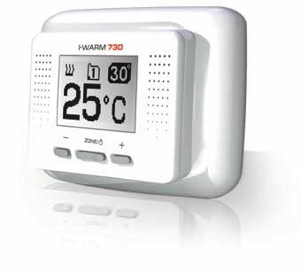Indication of current floor temperature, set temperature, ON/OFF heater condition. Self-diagnostic of heating system with warning caption output.