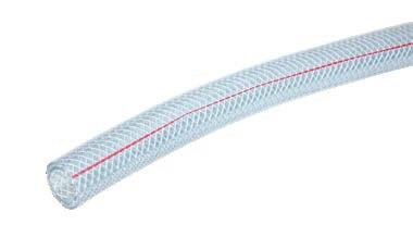 Regular Wall Clear PVC Braided Tubing A lightweight, non-marking, flexible standard wall clear reinforced tubing for a wide variety of applications including food, beverage, air and liquids.