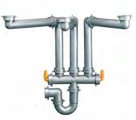 SPACE SAVING PLUMBING KITS Franke plumbing kits are designed to fit neatly against the underside of the cabinet space, creating more storage space under your sink.