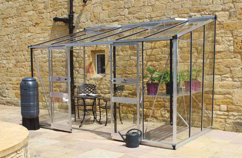 12 Eden Broadway lean-to 100% Designed and Manufactured by British Craftsmen The new Eden Broadway brings the award winning Zero Threshold door system to the lean-to greenhouse sector.