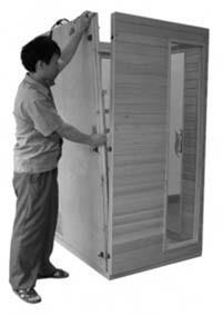 If your model is equipped with the FLOOR EMITTER PANEL, then place it on the floor towards the front of the sauna. (see figure 12-13) Figure 12 Figure 13 2.