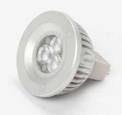 p.74 MR16 4W The MR16 LED light bulb uses 4 watts of power to illuminate as much light as a 25 watt halogen light bulb.