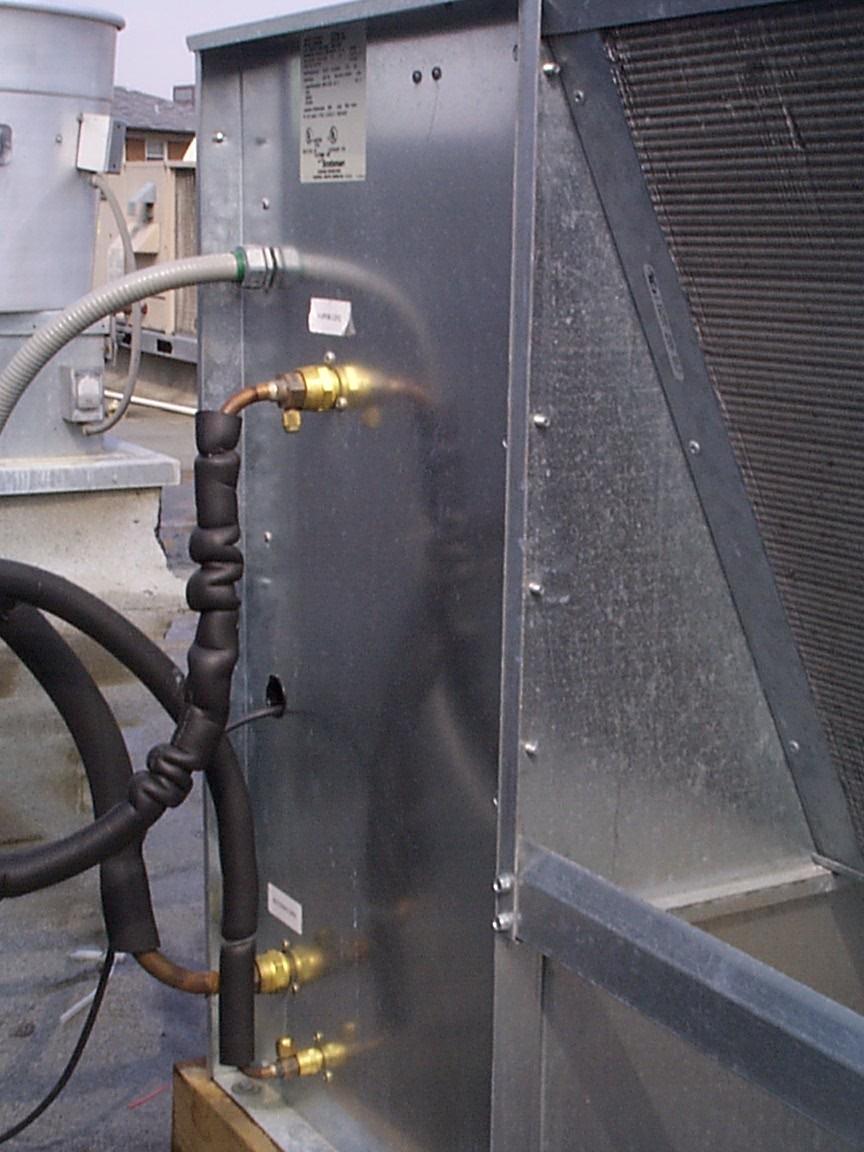 Condensing Unit Connect precharged lines Use refrigerant oil Use two wrenches to prevent