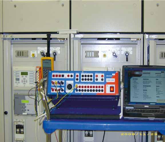 Testing of current transformers by primary injection testing. Testing of characteristics and operation of Protection Relays and Meters by secondary injection testing and setting of Relays.