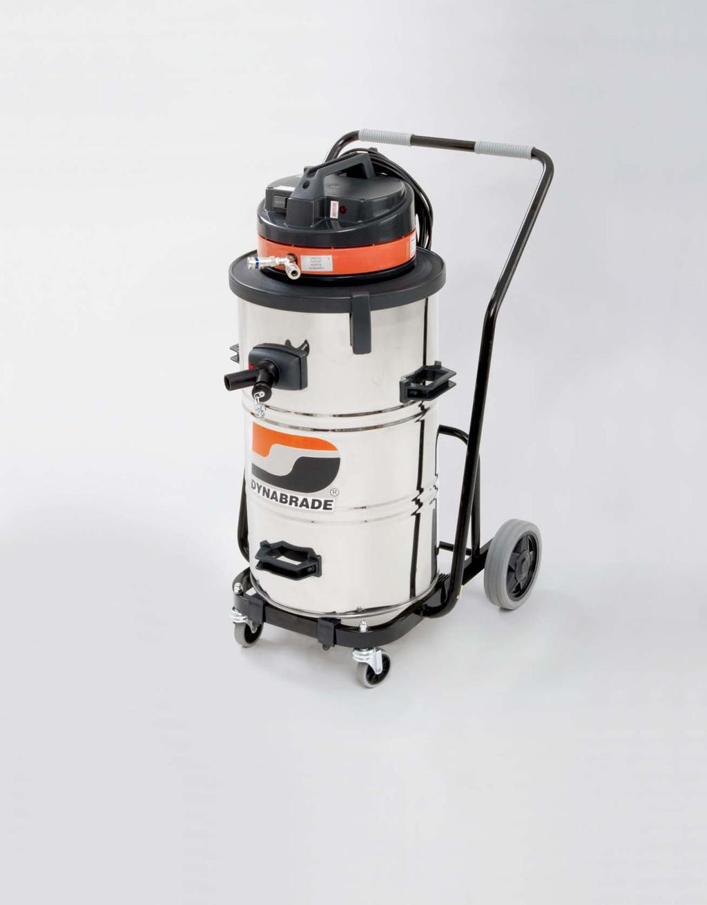 Electric Portable Vacuum Systems Ideal for Use with Dynabrade Vacuum-Ready Air Tools 17 Gallon (64 Liter) Capacity Maximum Vacuum Suction Offers 90" (229 cm/230 mbar) of water static lift.