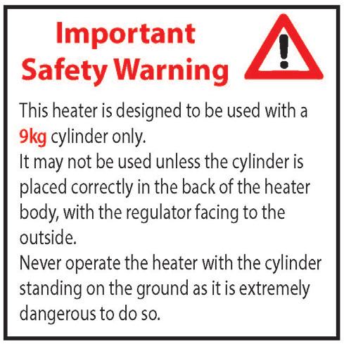 Warning labels on heater: Fig.5: Fig.1: Roll about Heater - Safety Tips Keep room well ventelated. Switch off gas supply when heater is not in use. Do not cover the heater.(fig.1) Fig.