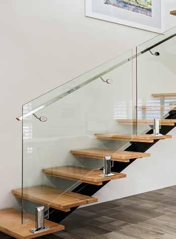 Semi-frameless glass & stainless steel handrail (where