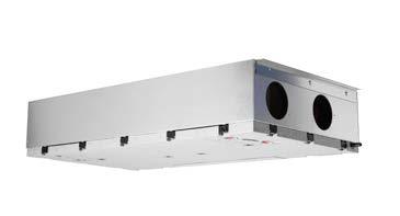 A ventilation heat exchanger with integrated DC fans and a counter flow heat exchanger.