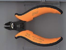 Held in the reverse manner to standard nippers, the YN-14 cuts the flat IC leads that face away from the user. NOTE: Use only for cutting copper wire. MODEL Max. Cut Dia. Length YN-14 全 f0.