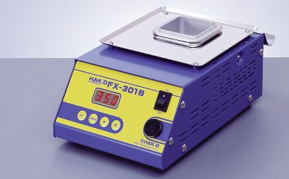 S o l d e r i n g The Hakko FX-301B digital, Lead-Free compatible, high performance soldering pot features: FX-301B SOLDERING POT Four (4) different heating programs for optimum temperature