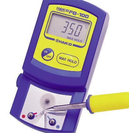 A c c e s s o r i e s The Hakko FG-100 Thermometer measures soldering iron tip temperatures as well as solder pot temperatures (with optional temperature probe).